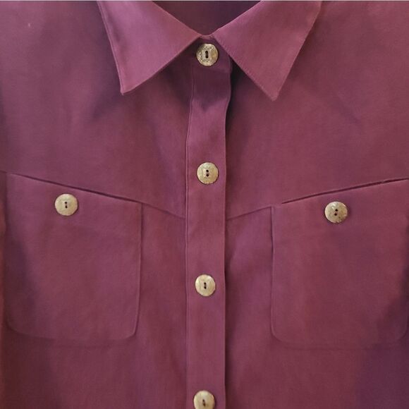 Brownstone Studio Vintage Suede Feel Maroon Button Down Shirt - Picture 4 of 8